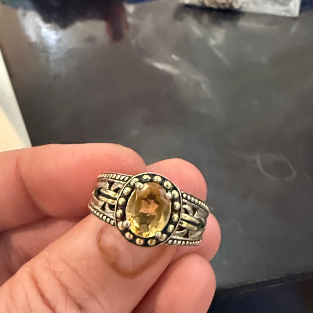 Sterling Silver Citrine Statement Ring - Size 7 - image 5